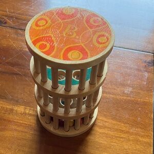 Wooden Rolling Rattle Tower Toy — Orange Top